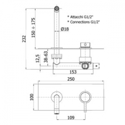 Bateria umywalkowa podtynkowa L-245mm  Paffoni  LIGHT LIG103CR
